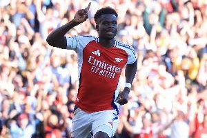 萨卡生涯英超参与进球达到98球，超越吉鲁在枪手效力时期数据